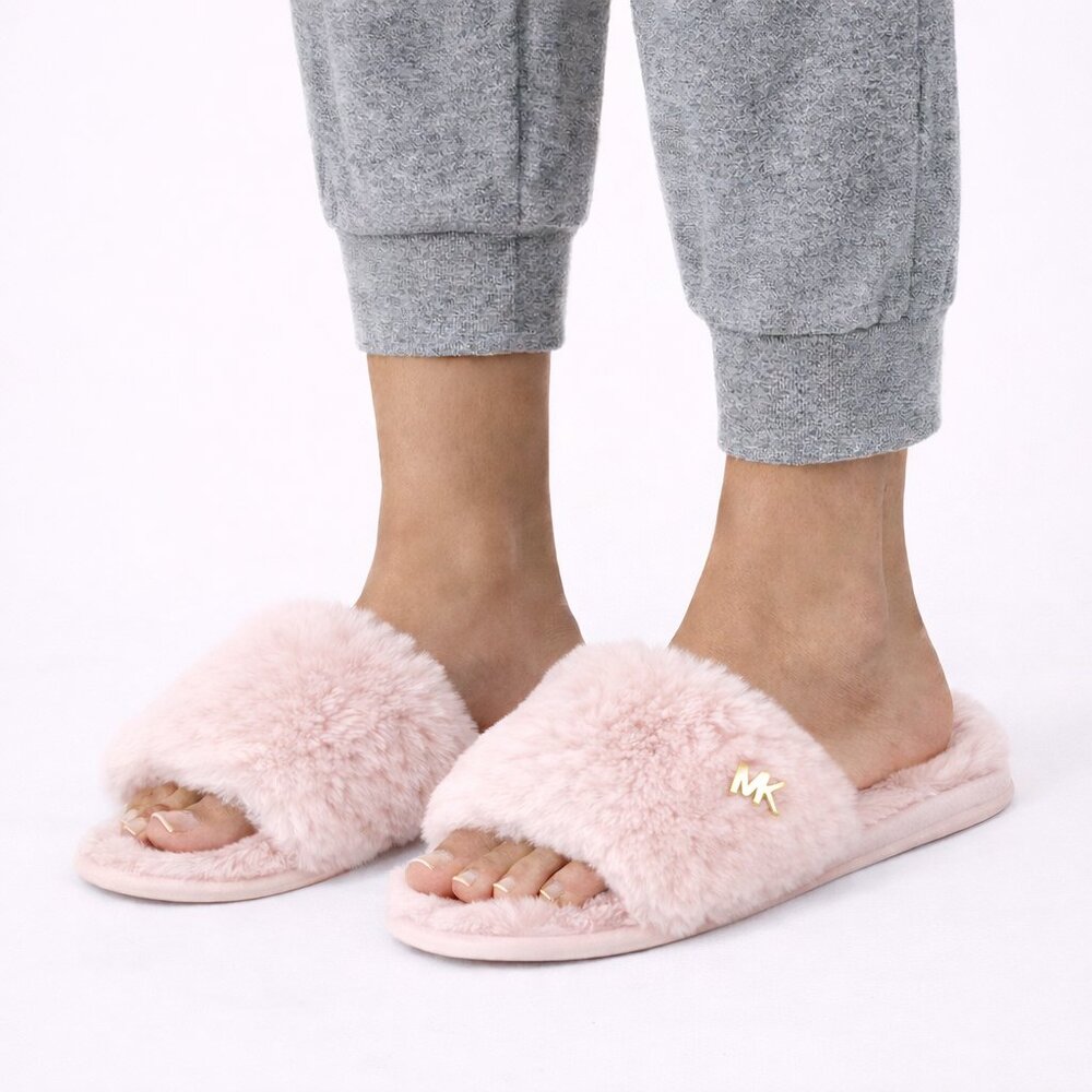 MICHAEL Michael Kors Pink Furry Slide Slippers
